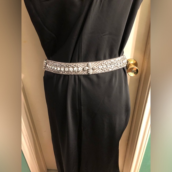 BKE Leather Belt with Fleur de Lis design, Silver Studs, and Faux Diamonds main image 13